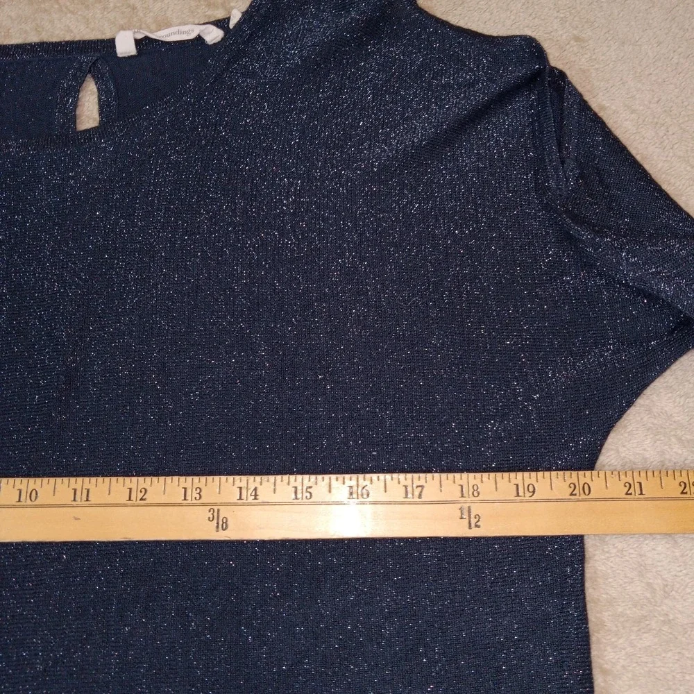 Soft Surroundings Tunic Round Neck Glitter Style Top Navy Blue Medium - Picture 6 of 11